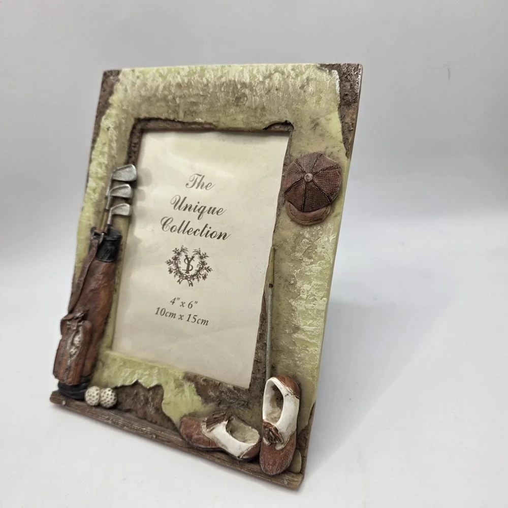 Golf Themed 4x6 Photo Frame Golfer Picture Frame Golf Clubs Hat Shoes Desk Decor
